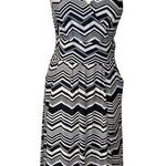 French Connection NEW Black Tan Chevron Surplice Wide Waistband Maxi Dress 1X Photo 0