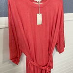 MELLODAY  Red 3/4 Sleeve Tie Blouse Photo 0