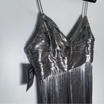 NEW Retrofete Cherith Pleated Dress Silver Gunmetal Sz L Size L Photo 8