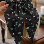 Handmade Festive Black Salior Hair Bow with Christmas Tree Design for Mamas or Teens Photo 0