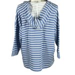 Style & Co X-Large Hooded Sweatshirt 3/4 Sleeve Lace-Up Neck Hi-Low Striped Photo 4