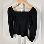 ZARA  Woman black square-neck corset-style top – romantic puff sleeve peplum S Photo 5