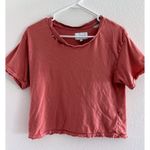 Current/Elliott Shirt Womens 2 Red Distressed Cropped Boho Soft Lounge Sporty Photo 0