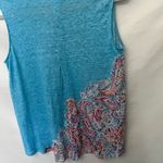 J.Jill Love Linen Tank Womens Top Sz S Aqua Coastal Boho Paisley Linencore chic Photo 7
