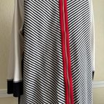 Chico's Chico’s Tunic Top Zip Black White Striped Stretch Modern Preppy Casual Career Photo 11