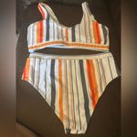 Pink Lily Women Crop Top Bikini Set Striped Printed High Waisted Sporty Swimsuit Photo 10