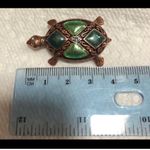 Liz Claiborne Vtge Bronze & Green Turtle Brooch Photo 3