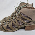 Von Dutch  Tighten Up Leather Olive Tie Gladiator Low Heel Sandal Women Size 7.5 Photo 0