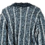 Moon River Textured Knit Cropped Blue White Fuzzy V Neck Cardigan Jacket Medium Photo 6