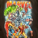Marvel  Large Unisex Avengers Black T Shirt Hulk Iron Man Captain America Thor Photo 0