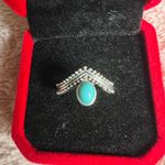 Vintage Boho Style Faux Turquoise Stainless Steel Ring Size 7 Silver Photo 0