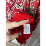 Entro  Women's Mini Long Sleeve Red Floral Western Tie Waist Ruffle Dress Medium Photo 4