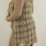 Karen Kane Vintage 90’s Beige Tan Shimmer Bell Sleeve Crochet Duster Cardigan Photo 1