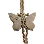 Vintage Dangling Butterfly Pendant Necklace Set Bracelet Hoop Earrings Gold Photo 4