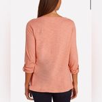 Gloria Vanderbilt pink vneck roll tab sleeve blouse size large Photo 1