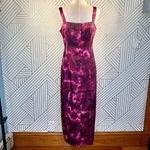 Cinq a Sept Alexa Dress Tie Dye Satin Midi Hippie Boho Slits Size 4 Pink Photo 2