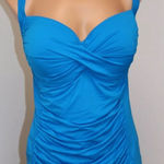 La Blanca  Island Goddess Over The Shoulder Sweetheart Tankini Blue Plus Size 22W Photo 0