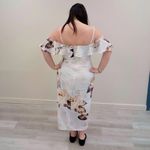 City Chic White Floral Drape Cold Shoulder Midi Dress - New - Size 14 Photo 3