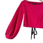 Anthropologie Maeve Corset Sweatshirt Balloon Sleeves in Raspberry Pink, Size XS Photo 8
