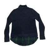 Ralph Lauren layered knit pullover sweater navy with plaid cotton size small Photo 2
