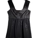 EXPRESS Satin Tank Top Sleeveless Party Cocktail Blouse Sequin Black Size 10 Photo 0