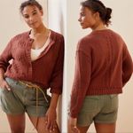 Anthropologie  Pilcro Textured Puff-Sleeve Cardigan NEW Size Large Brown Photo 4