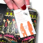 Sakroots  Womens Wallet Clutch Purse Crossbody Black Neon Pineapple Peace Sign Photo 7