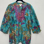 Charter Club  Women's Embroidered Tunic Top 10P Petite Floral Cotton Multicolor Photo 0