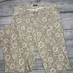 J. McLaughlin Women’s Pants Size 4 Beige White Floral Print Straight Leg Stretch Photo 0