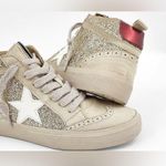 ShuShop Paulina Glitter Gold White Star Hi Top Sneakers Size 10 Tan Photo 0