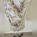 Jones New York White Sheer Painted Flowers Long Tassels Wrap Scarf New With Tags Photo 3