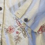 Appleseed's Women's‎ Linen Blend Button Down Shirt Floral Embroidered Beige 14M Tan Size 14 Photo 4