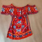 Flying Tomato Women’s Size L Off Shoulder Vibrant Colorful Short Boho Sundress Photo 8