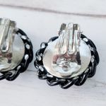 Vintage Clip On Earrings 7/8" Black & Silver Tone Stamped W Germany Photo 5