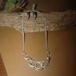 Monet St. Jude Interlocking Rings Chain Necklace Monet Hoop Post Earrings Set Silver Photo 5