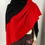 Henri Bendel Bold Wool Cape Red and Black Vintage Photo 1