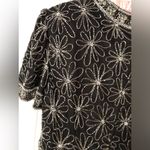 Laurence Kazar Womens Silk Top Black Silver Sequin beaded Lined vintage size M Photo 9