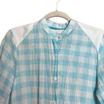 Foxcroft  Shirt Womens 8 Blue White Plaid Button Up Blouse Long Sleeve Top Photo 1