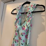 ZARA NWOT Blue ruffled floral midi vneck dress. Photo 11