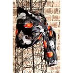 Halloween Scarf Black Gray Cat Ghosts Jack O Lantern Festive Spooky Deco… Photo 7