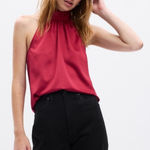 Gap  Vibrant Sled Red Halter Blouse,Size S,Satin,100% polyester,Made in Vietnam Photo 0
