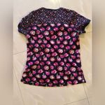 Betsey Johnson floral skull scrubs top sz XS medical pocket health Photo 1