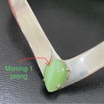 Vintage Unsigned Green Moonstone Cat Eye Center Silver Collar Necklace Photo 11