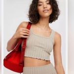 Aerie Offline Nude Ribbed OG Groove Lettuce Hem Crop Top Bralette Photo 4