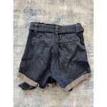 EXPRESS Super High Rise Dark Wash Belted Shortie Cuffed Denim Shorts Size 2 Photo 1