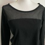 Fabletics  • Solid Black Long Sleeve Mesh Neck Cutout Back Top Photo 2