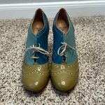 John Fluevog Brogued Lace-up Oxford Heel Blue Green Burgundy 11 Discontinued Photo 1