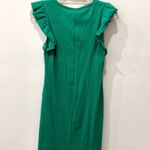 ZARA NWT Ribbed Crewneck Ruffle Sleeve Mini Bodycon Dress Green Women's Sz Large Photo 3
