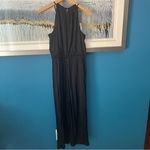 Loft  Dark Navy Blue Belted Satin Sleeveless Jumpsuit Size XS Petite NEW Pockets Photo 3