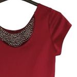 Say Anything Womens Y2K Top Size XL Red Short Sleeve Peplum Jeweled Scoop Neck Photo 5